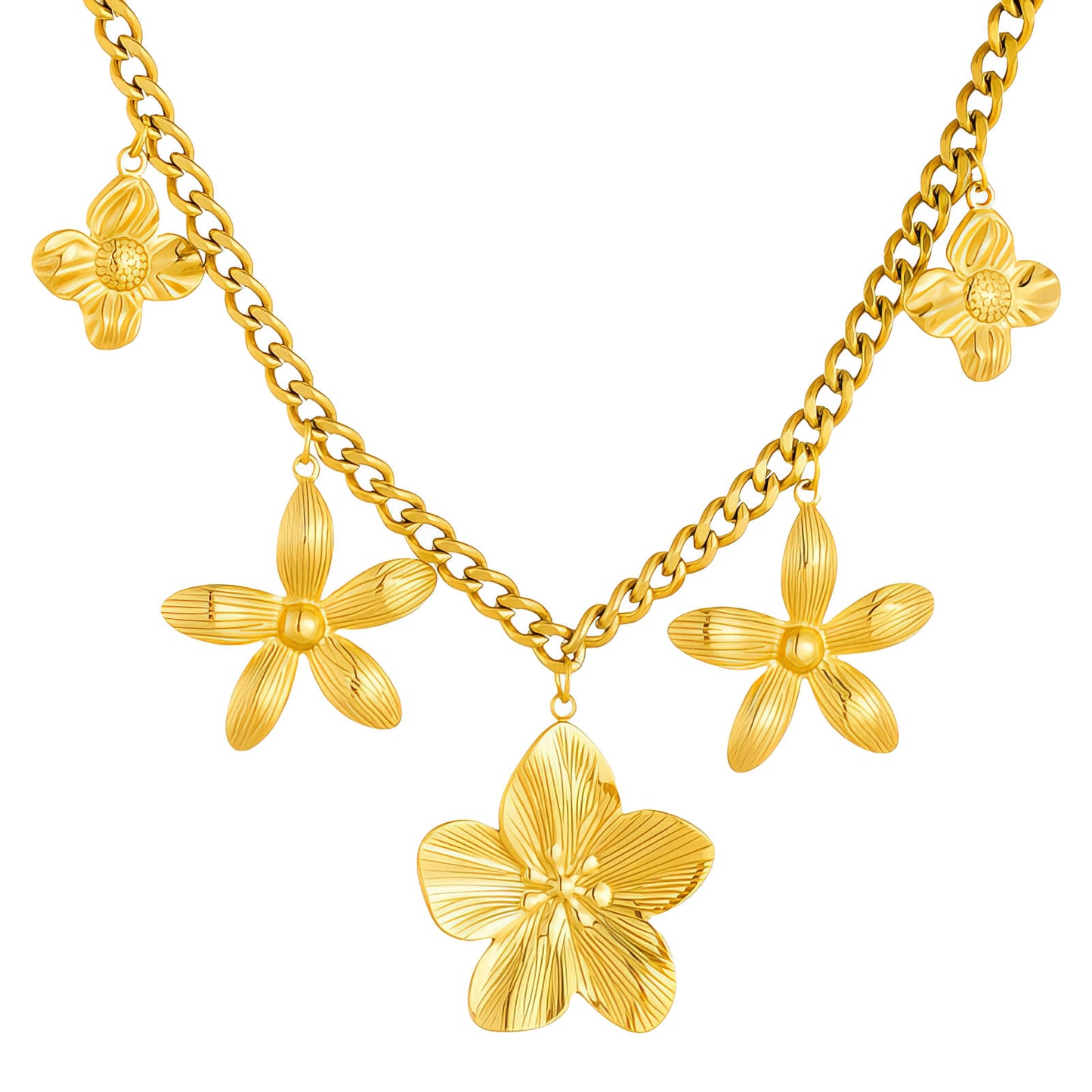 Flower Meadow Necklace, 18K Gold Plated Steel