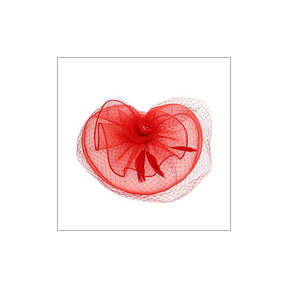 Flower Feather Mesh Fascinator / Headband: Orange