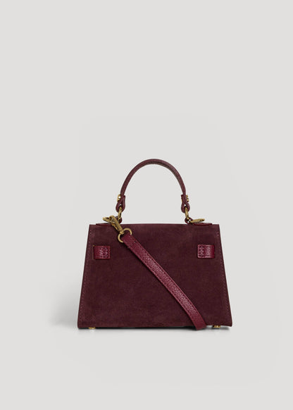 Victoria Bag in Burgundy Suede and Dollar Leather