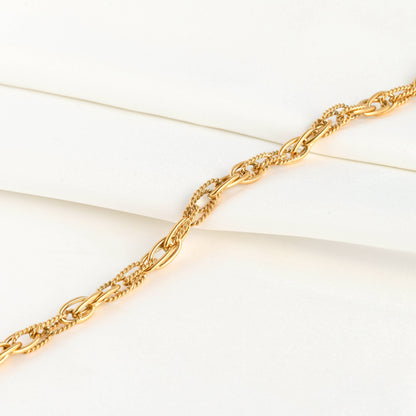 Solange Dual Chain Necklace - Twist Link Chain Necklace Bracelet Set: Necklace+Bracelet Set