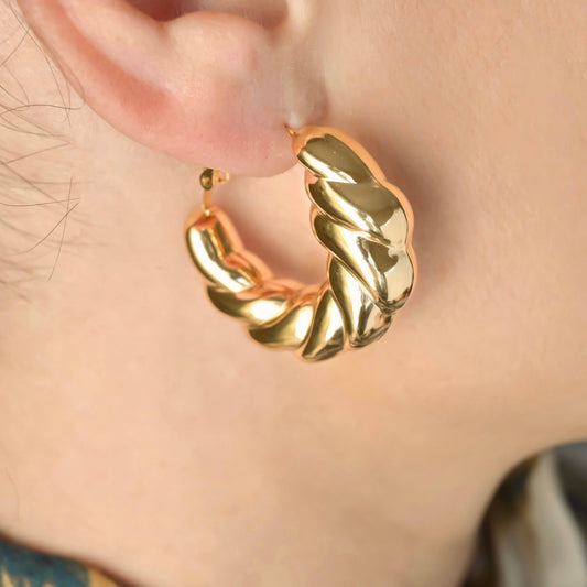 Aria Chunky Twisted Hoop Earrings