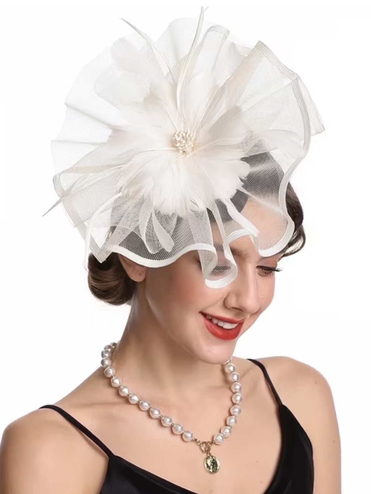 Champagne Flower Feather Fascinator