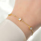 Ruffine Diamond Trio Bracelet - Gold Square CZ Satellite Bracelet: White/ Colorless