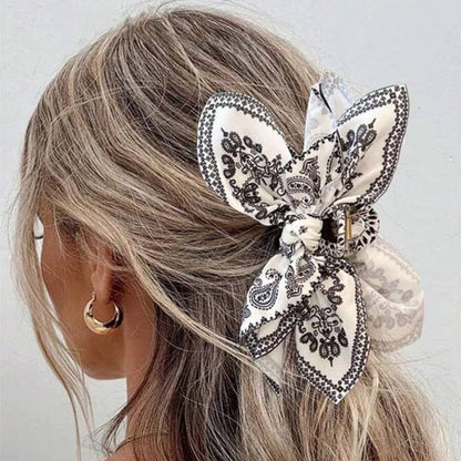 Boho Paisley Hair Bow Scrunchie - Hair Accessory for women