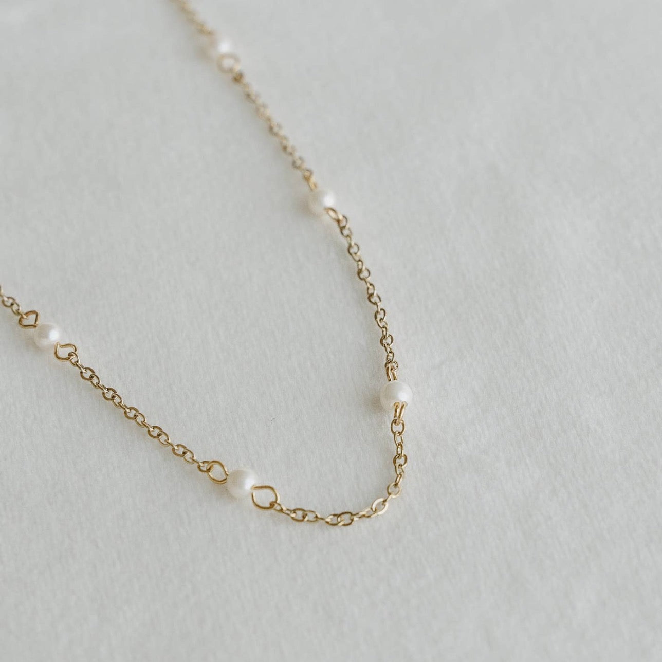 Dainty Gold Station Pearl Necklace