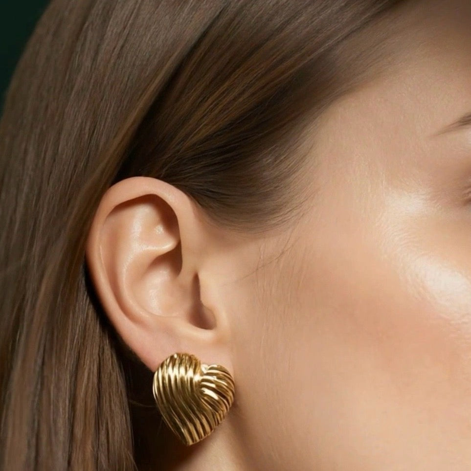 Love Gold Heart Earrings