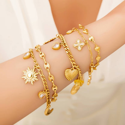 Bracelet with Heart, Butterfly, and Flower Charms