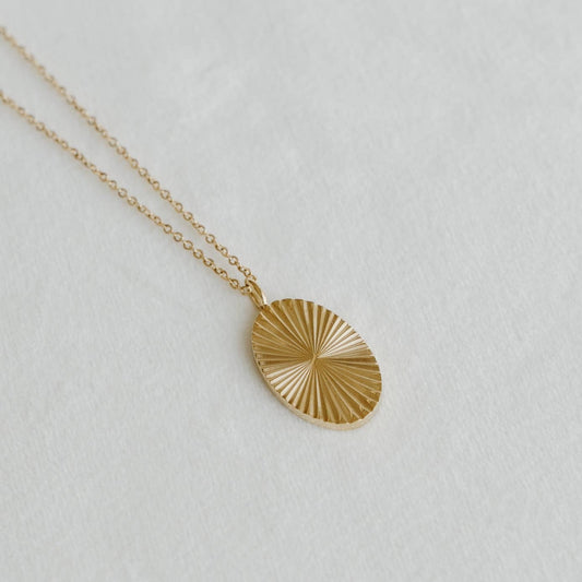 Sunburst Oval Pendant Necklace