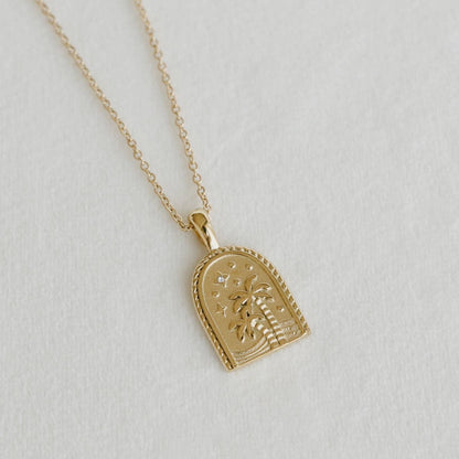 Palm Tree Arch Pendant Necklace