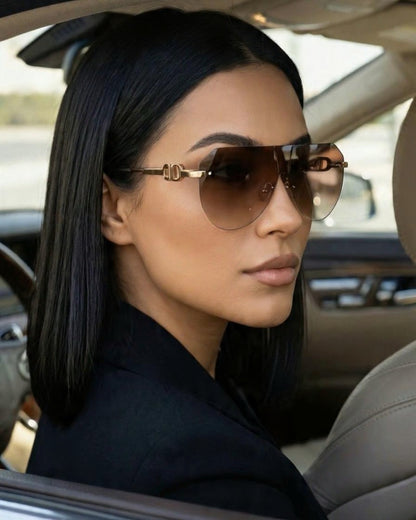 Oversized Rimless Aviator Sunglasses