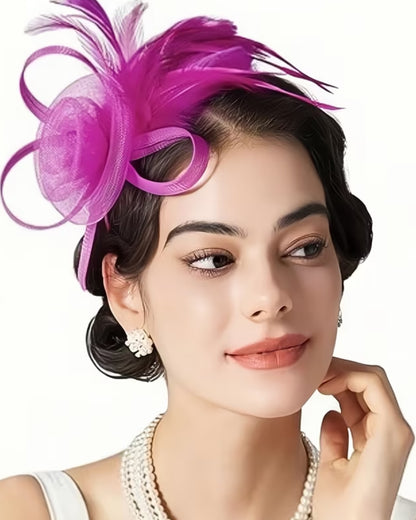 Hot Pink Feather Fascinator Headband