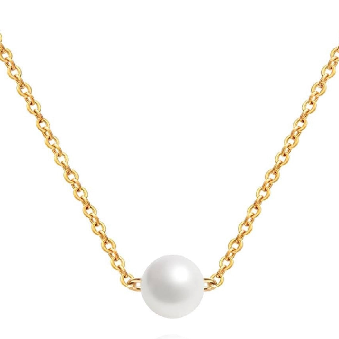 Dainty Gold Pearl Necklace
