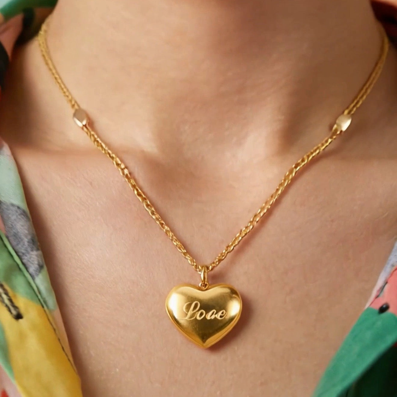 Serenity Heart Pendant Necklace with "Love"