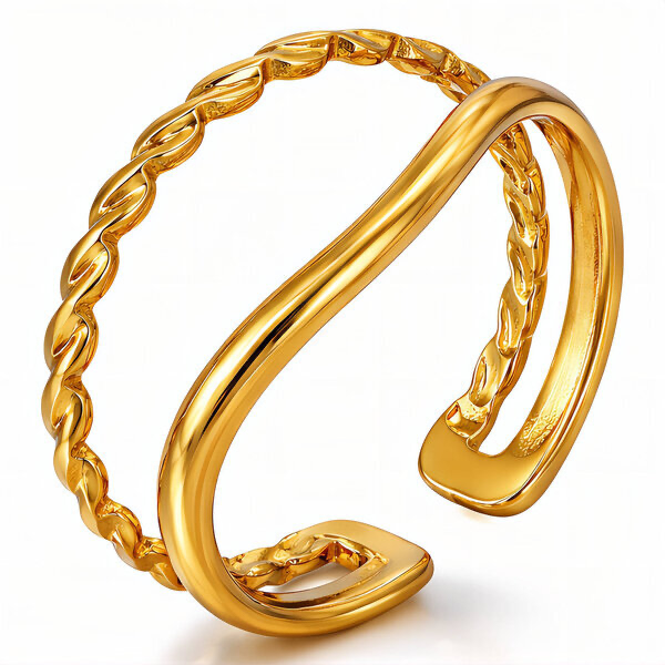 Gold Tone Twisted Open Ring