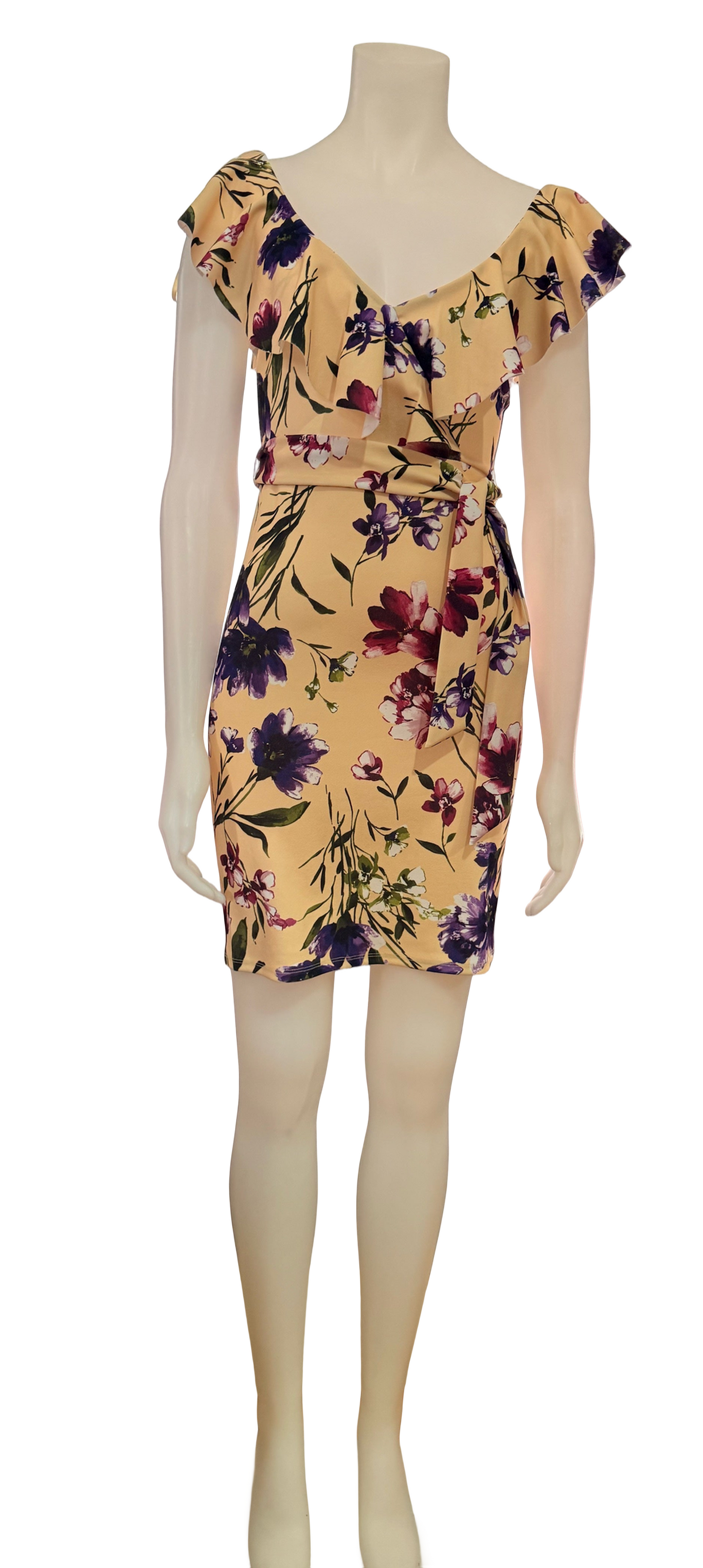 Women's Floral Mini Ruffle V-Neck Dress