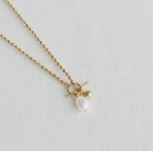 Gold Toggle Baroque Pearl Necklace