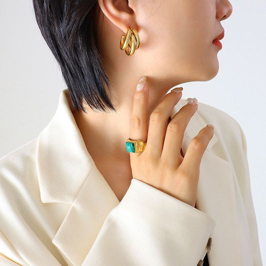 Triple Hoop Earrings.