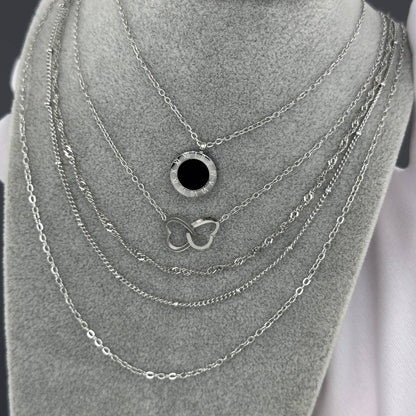 Silver Layered Beaded Necklace