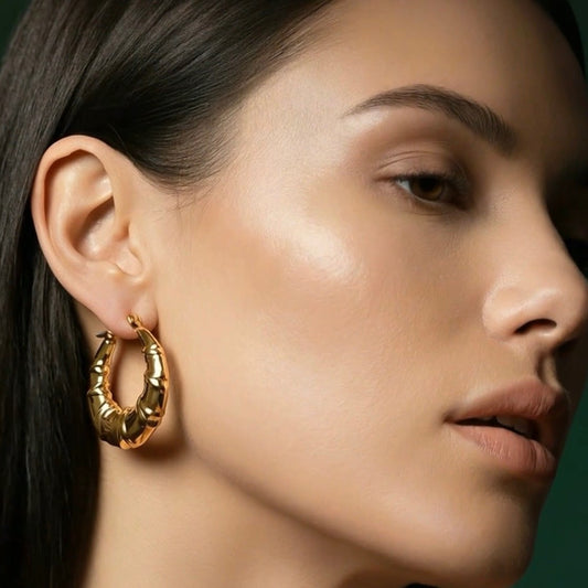 Bamboo Style Hoops Earrings.