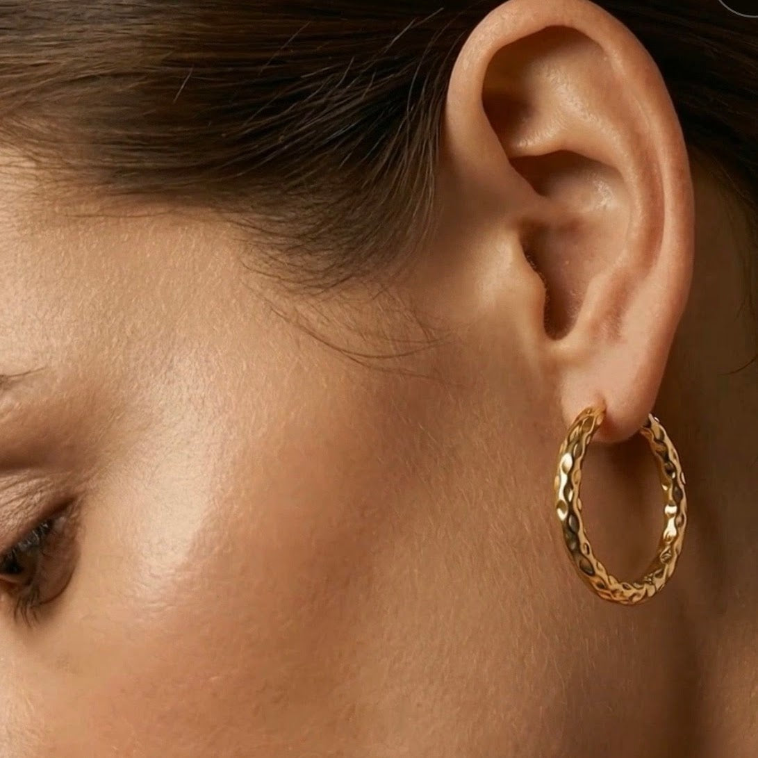 Gold Tone Hammered Earrings