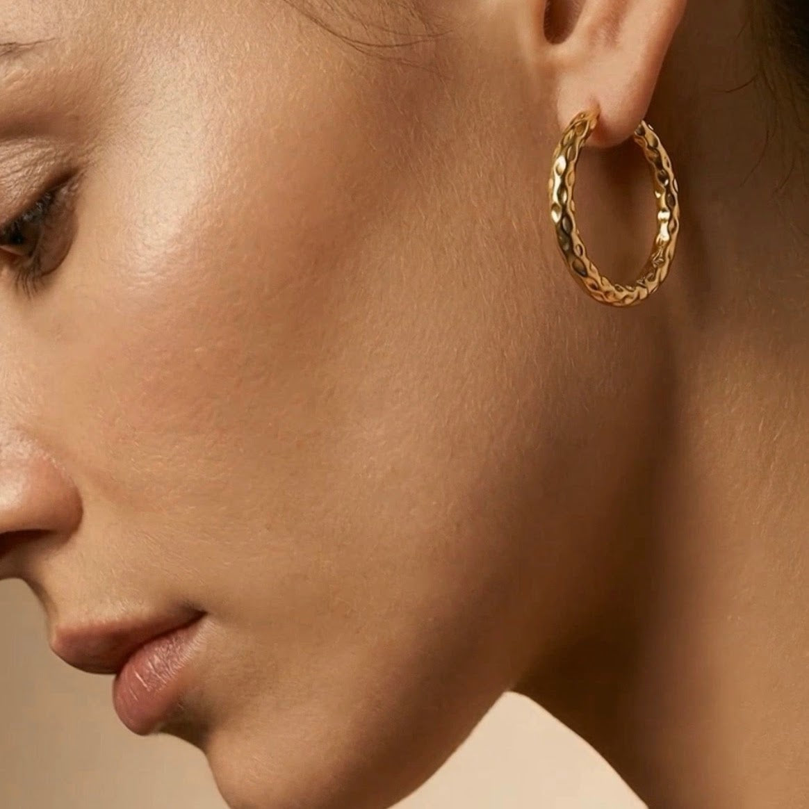Gold Tone Hammered Earrings