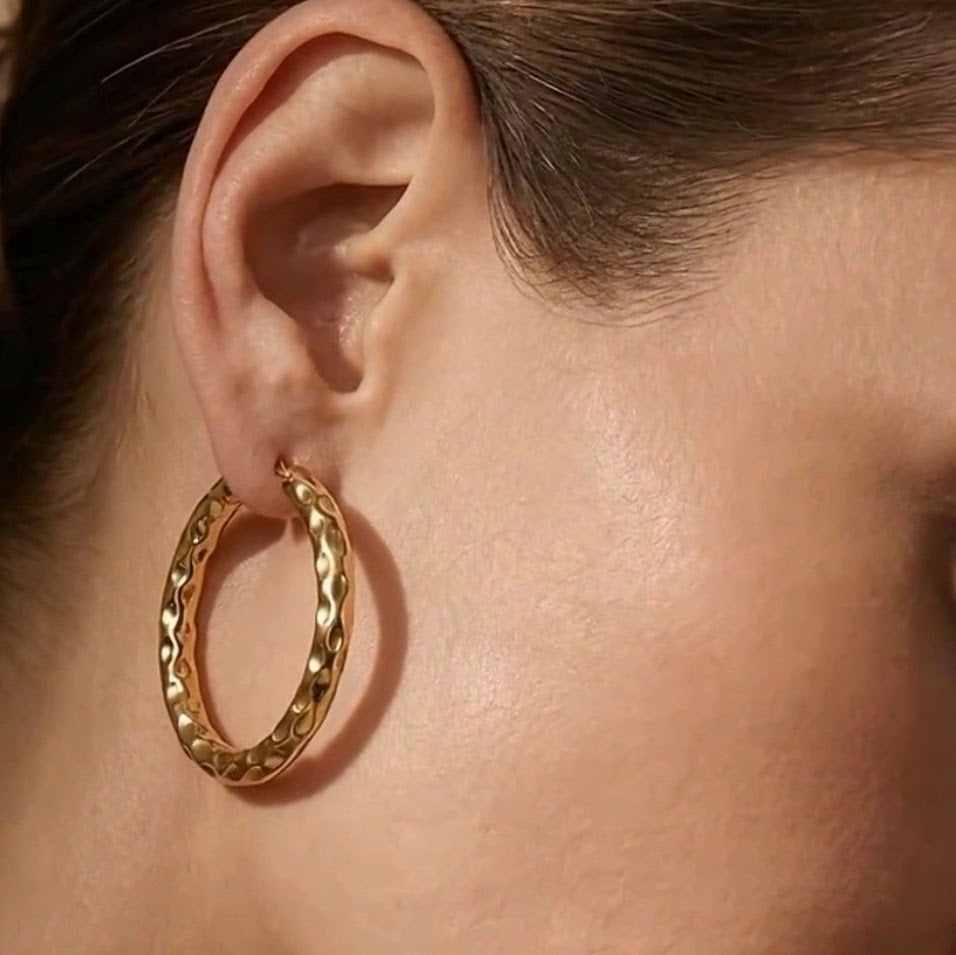 Gold Tone Hammered Earrings