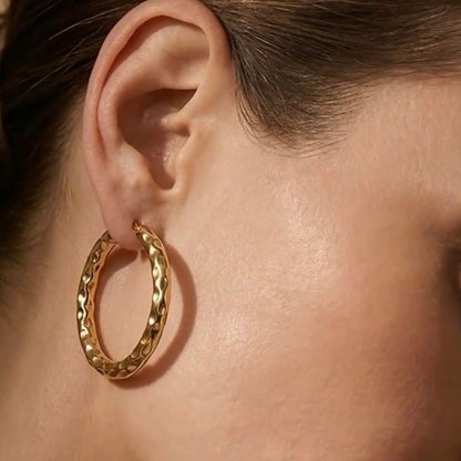 Gold Tone Hammered Earrings