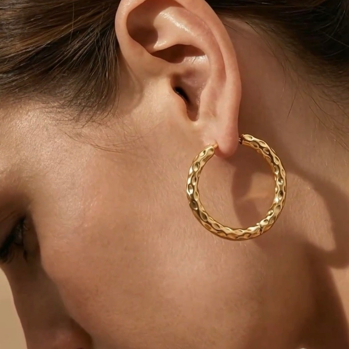 Gold Tone Hammered Earrings