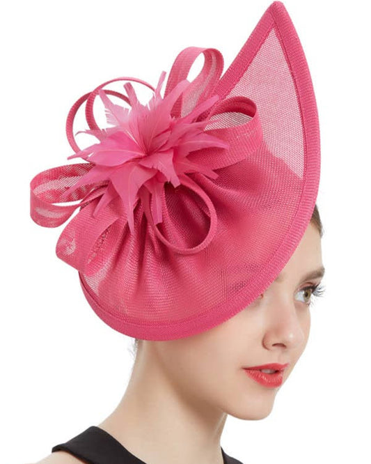 Hot Pink Floral Brim Fascinator