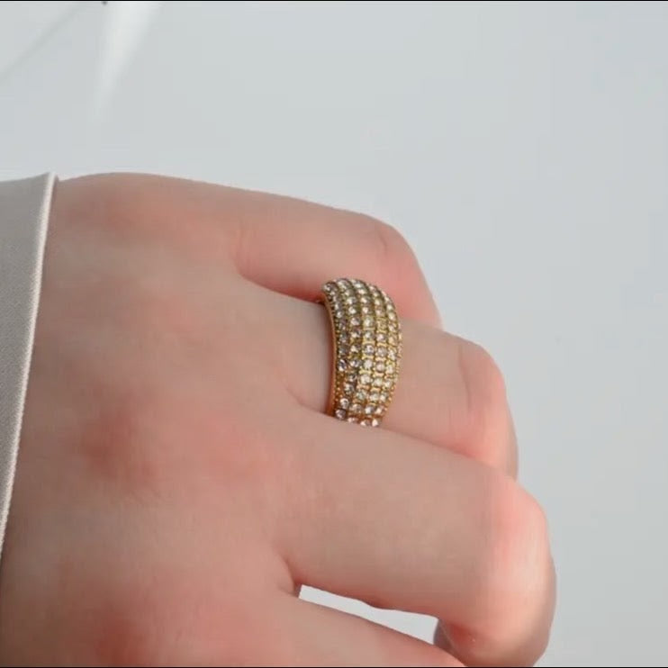 Tessa Chunky Dome Rings - B Pavé Diamond