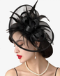 Black Mesh Feather Halo Fascinator
