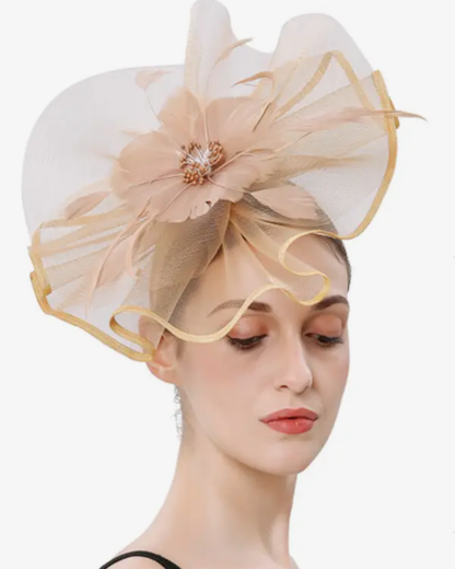 Champagne Flower Feather Fascinator