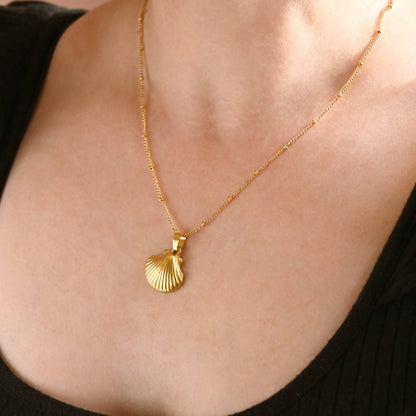 Diana Gold Seashell Necklace - Gold Seashell Pendant Necklace