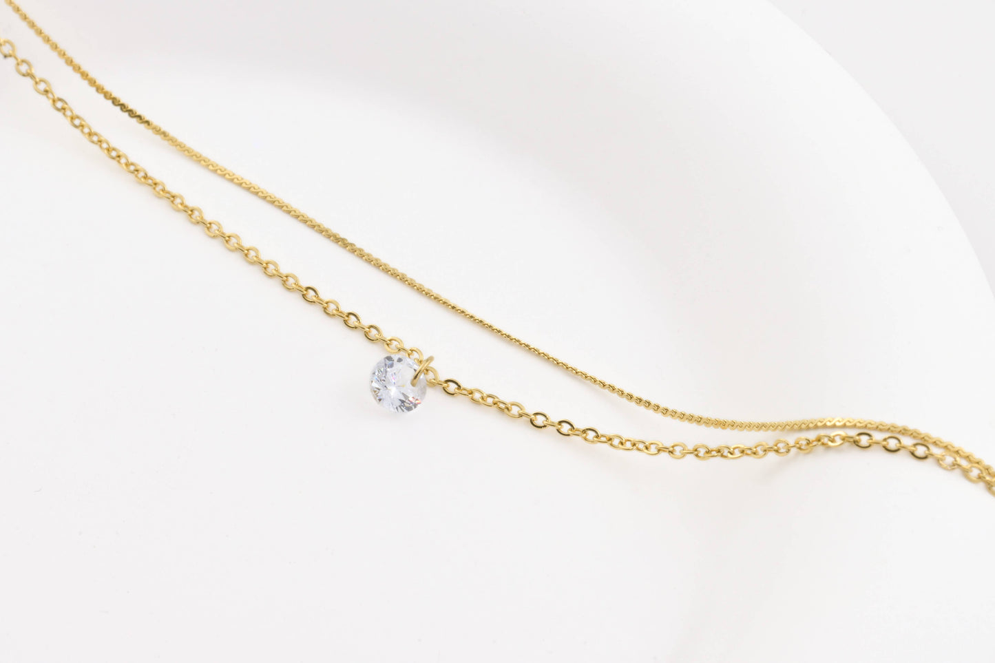 Vivian Dainty CZ Anklet - 18k Gold Diamond Ankle Bracelet -