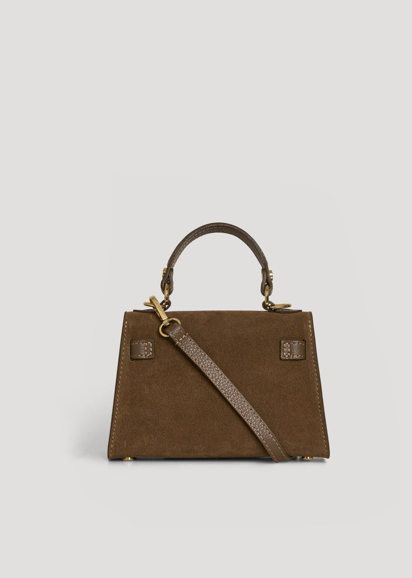 Victoria Bag in Taupe Suede and Dollar Leather