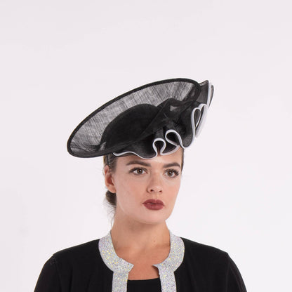 2Tone Crinoline Trimming Sinamay Fascinator | 5931H: RED+ORANGE