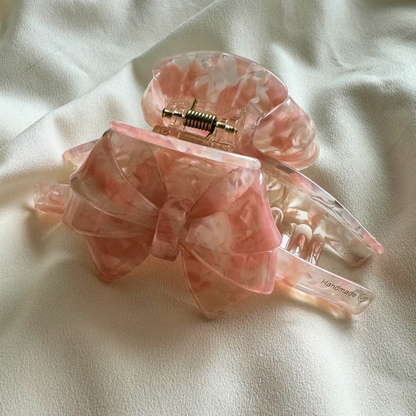 Arianne Cellulose Acetate Bow Hair Claw Clips: Navy