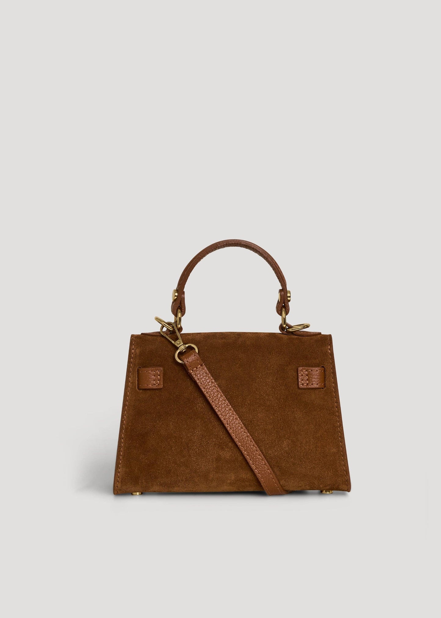 Victoria Bag in Tan Suede and Dollar Leather
