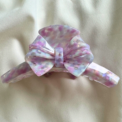 Arianne Cellulose Acetate Bow Hair Claw Clips: Pink