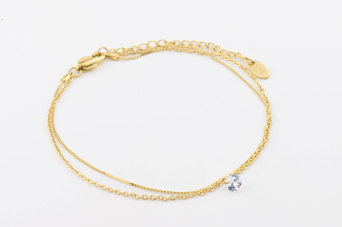 Vivian Dainty CZ Anklet - 18k Gold Diamond Ankle Bracelet -
