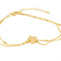 Lara Layered Heart Anklet - Double Chain Heart Charm Anklet: Yellow Gold / Stainless Steel (Waterproof)