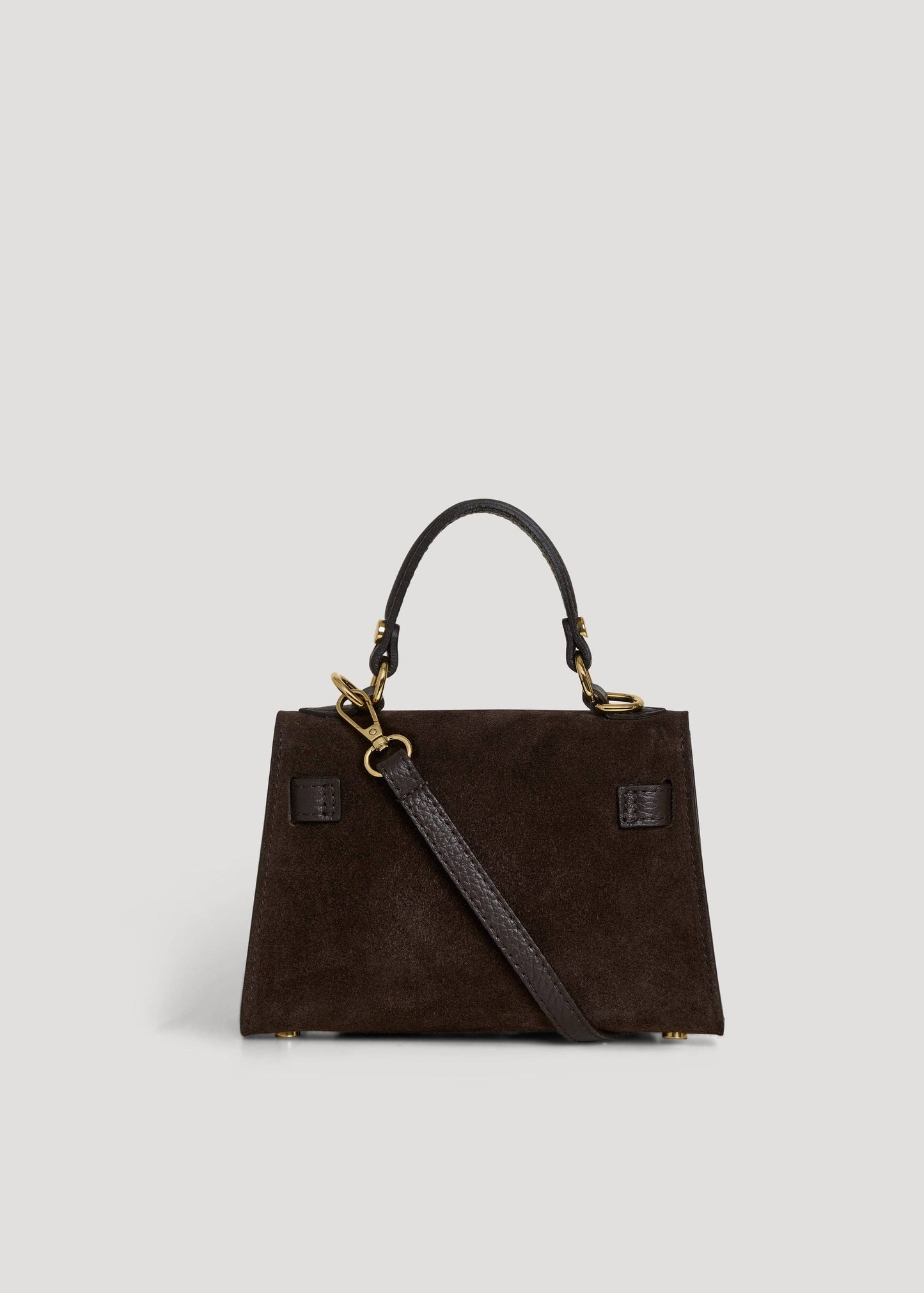 Victoria Bag in Dark Brown Suede and Dollar Leather