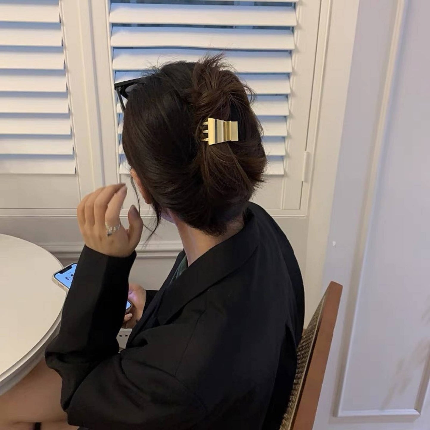 Rina Small Hair Claw | Gold | Hair Accessories | High Ponytail