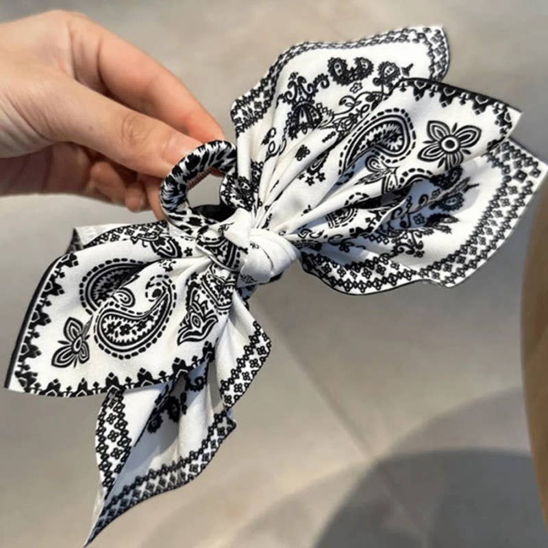Boho Paisley Hair Bow Scrunchie - Hair Accessory for women