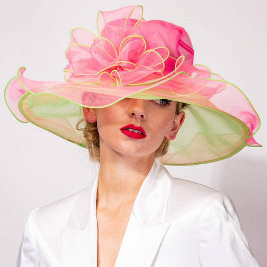 Mesh Bow Organza Dressy Hat
: Pink Green