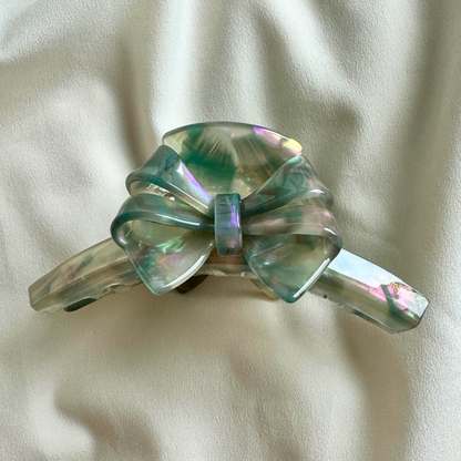 Arianne Cellulose Acetate Bow Hair Claw Clips: Navy