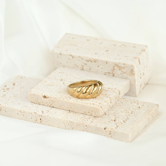 Melodie 18k Gold Dome Rings - Stainless Steel Chunky Rings: 9 / A. Croissant