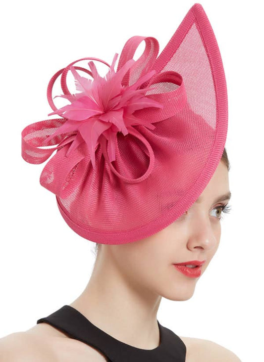 Hot Pink Floral Brim Fascinator