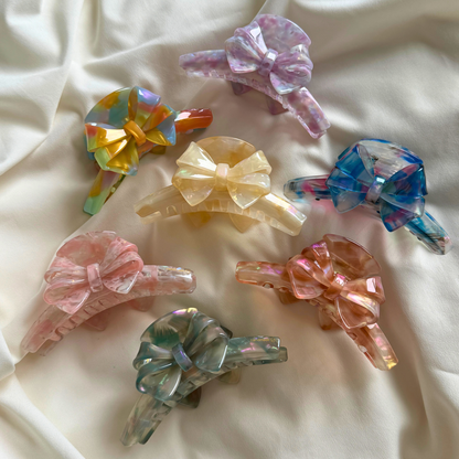 Arianne Cellulose Acetate Bow Hair Claw Clips: Navy