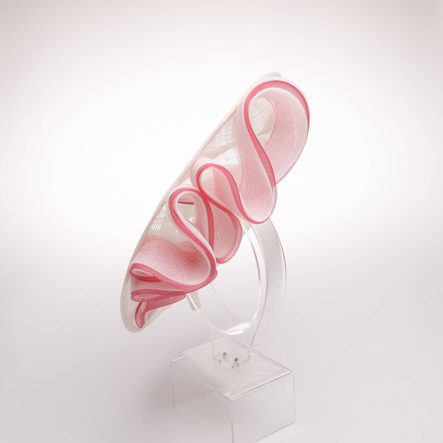 2Tone Crinoline Trimming Sinamay Fascinator | 5931H: RED+ORANGE